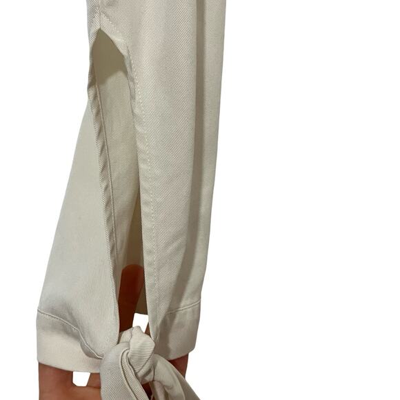 Reformation Avalon Pleated Paper Bag Pants Size 0 White High Waist Tie Ankle‎ - Picture 4 of 9